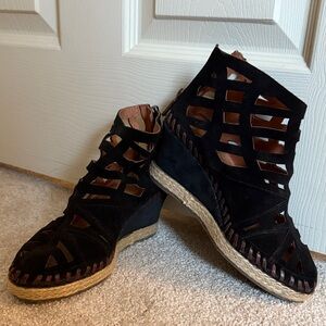 Sole artisan designer Italian leather platform shoe wedge heel bootie